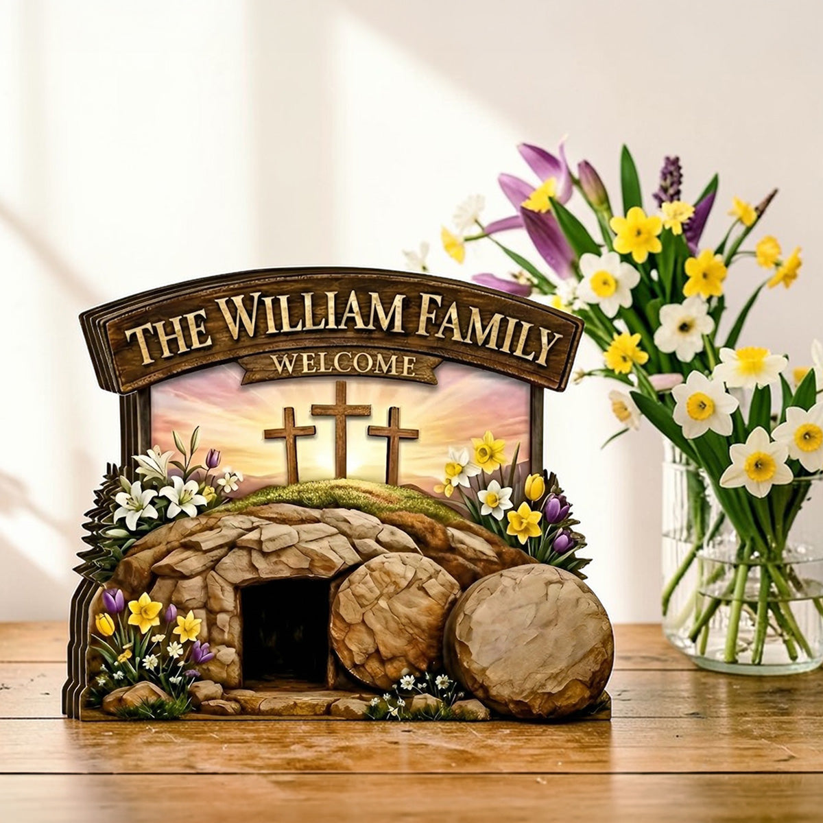 He Is Risen - Personalized Wooden Block