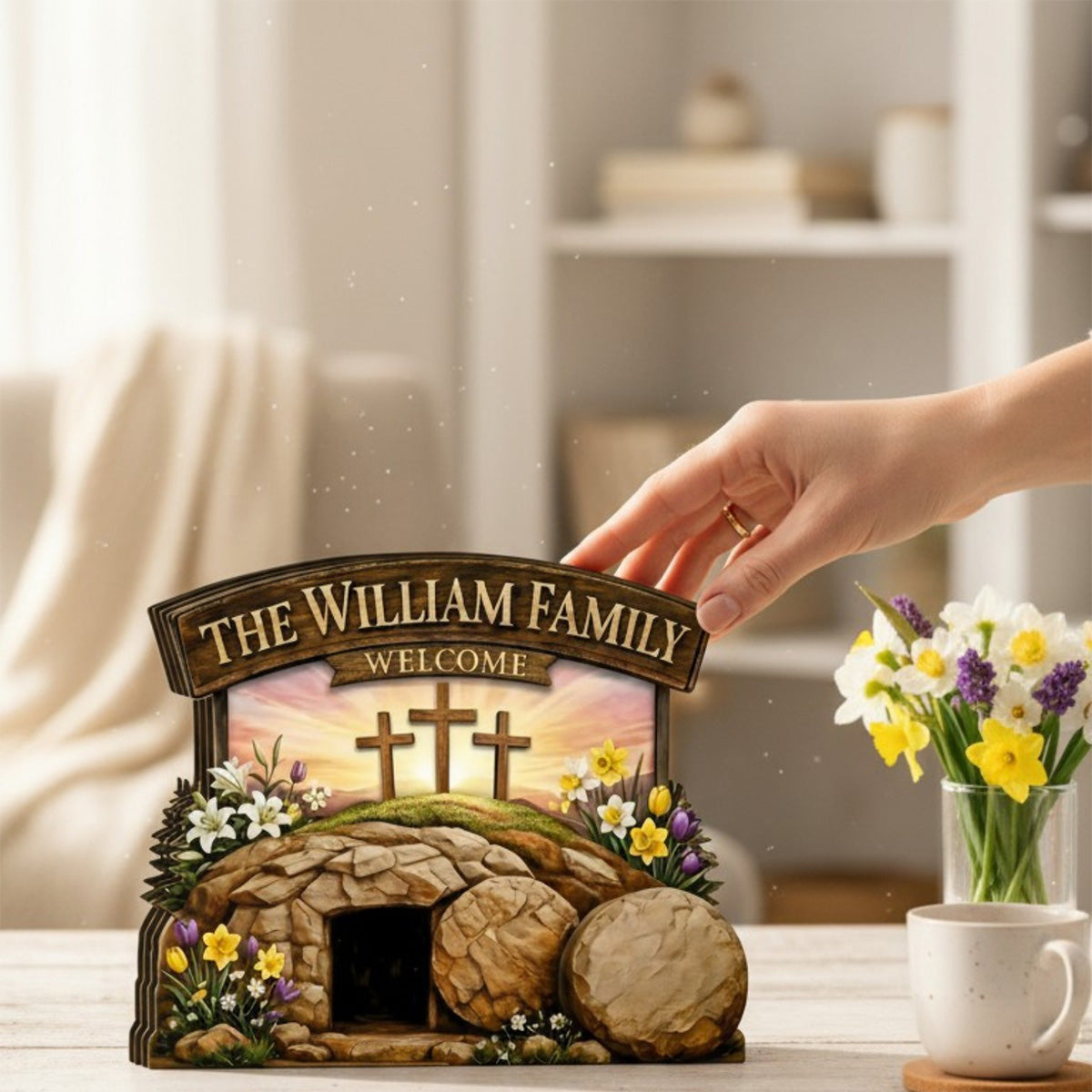 He Is Risen - Personalized Wooden Block
