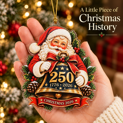 America 250th Anniversary Santa Bell Acrylic Ornament
