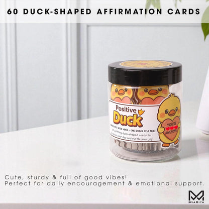 Positive Duck Jar – 60 Funny Emotional Uplifting Support Affirmation Cards, White Elephant Gift for Women Men, Stress Relief Gifts, Duck Gifts, Cards to Reduce Anxiety & Increase Relaxation