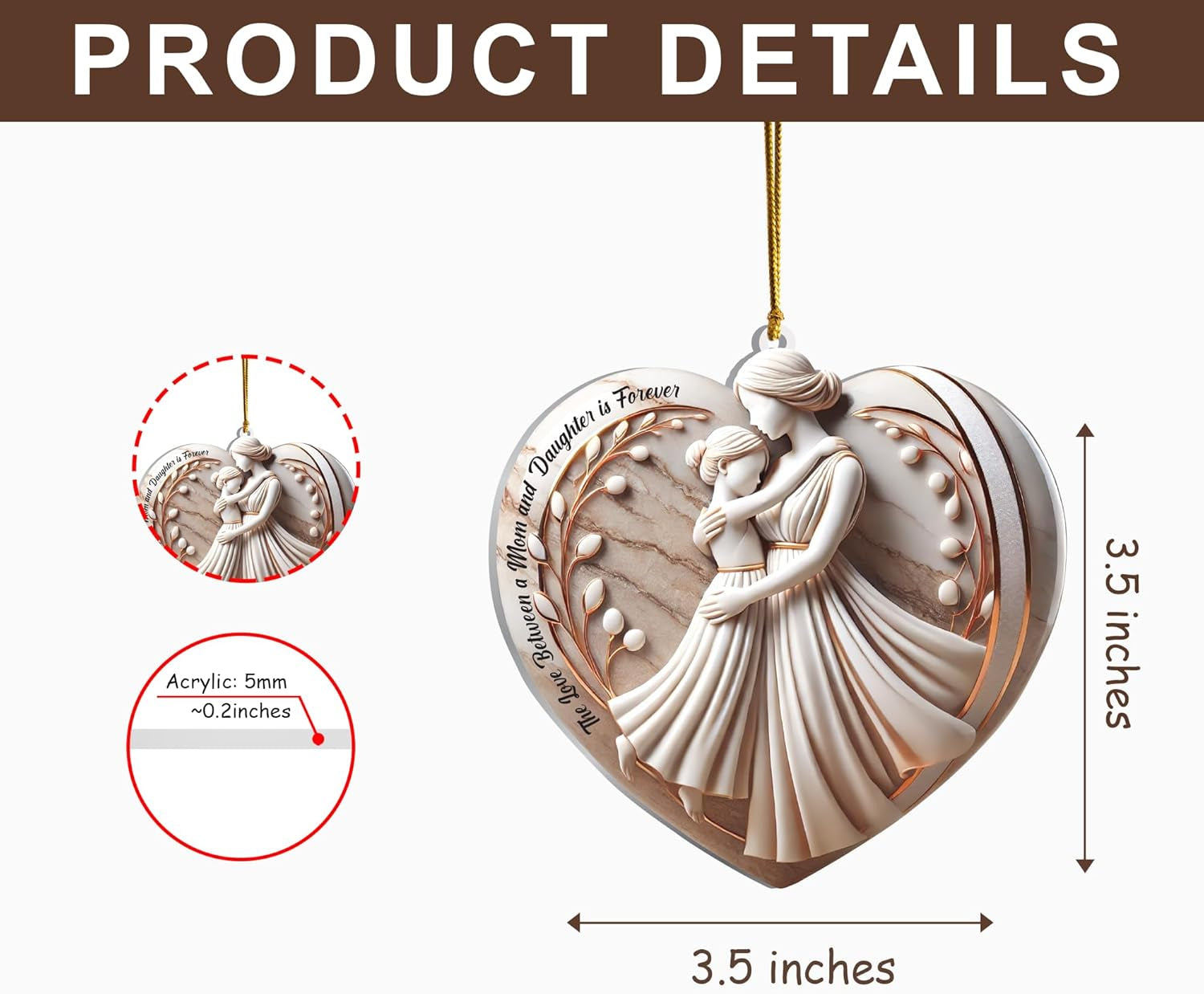 For Daughter Mom Grandma – Memorial Ornament for Loss of Mom, Bereavement Sympathy Gift, Christmas Keepsake for Mother Daughter (Mom&Daughter)