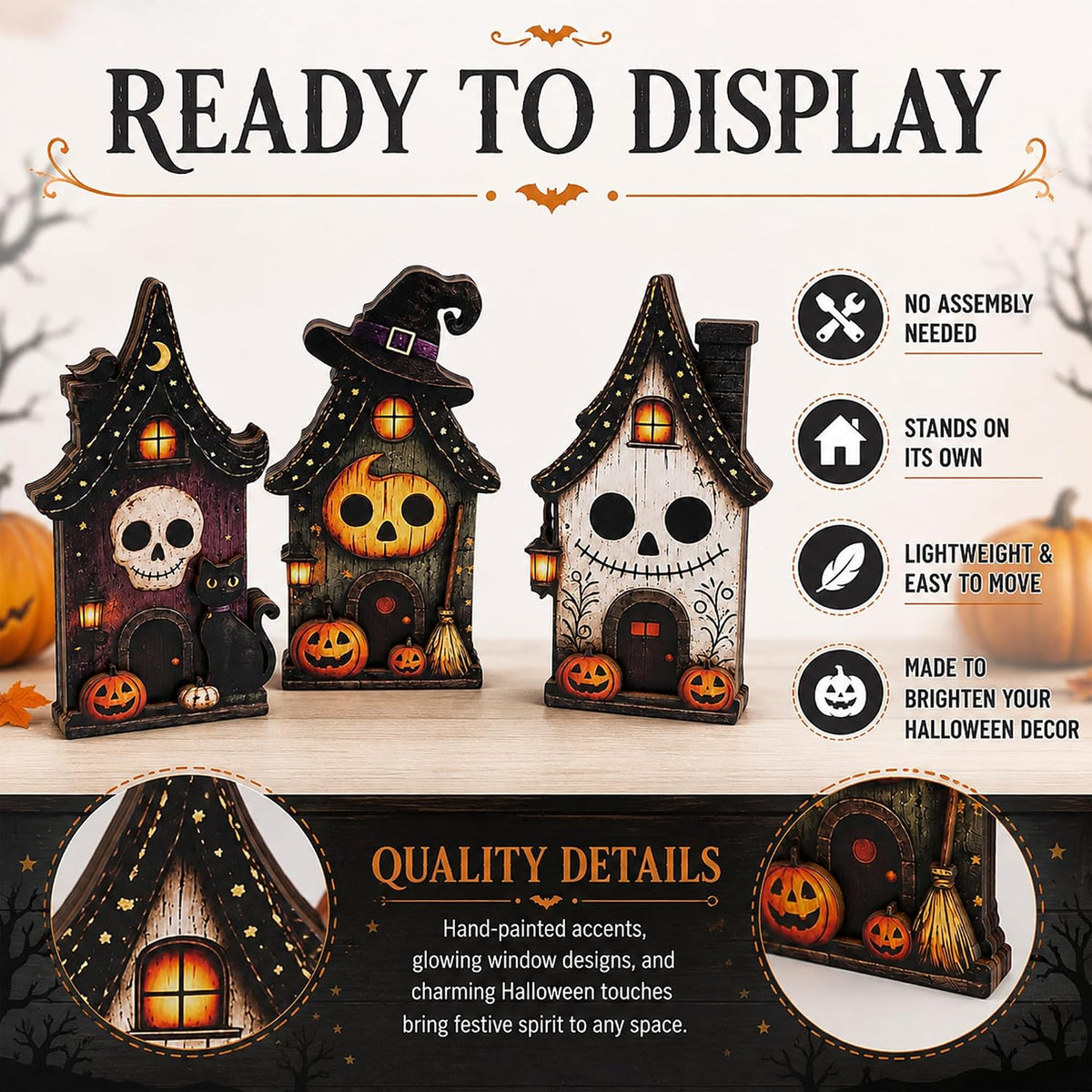 Halloween Haunted House Trio Tabletop Decor