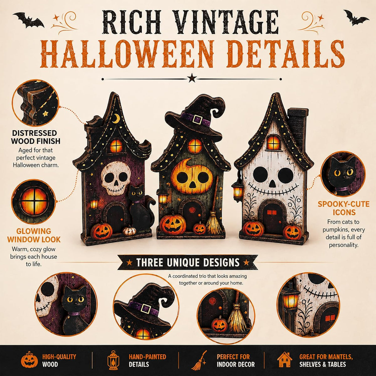 Halloween Haunted House Trio Tabletop Decor