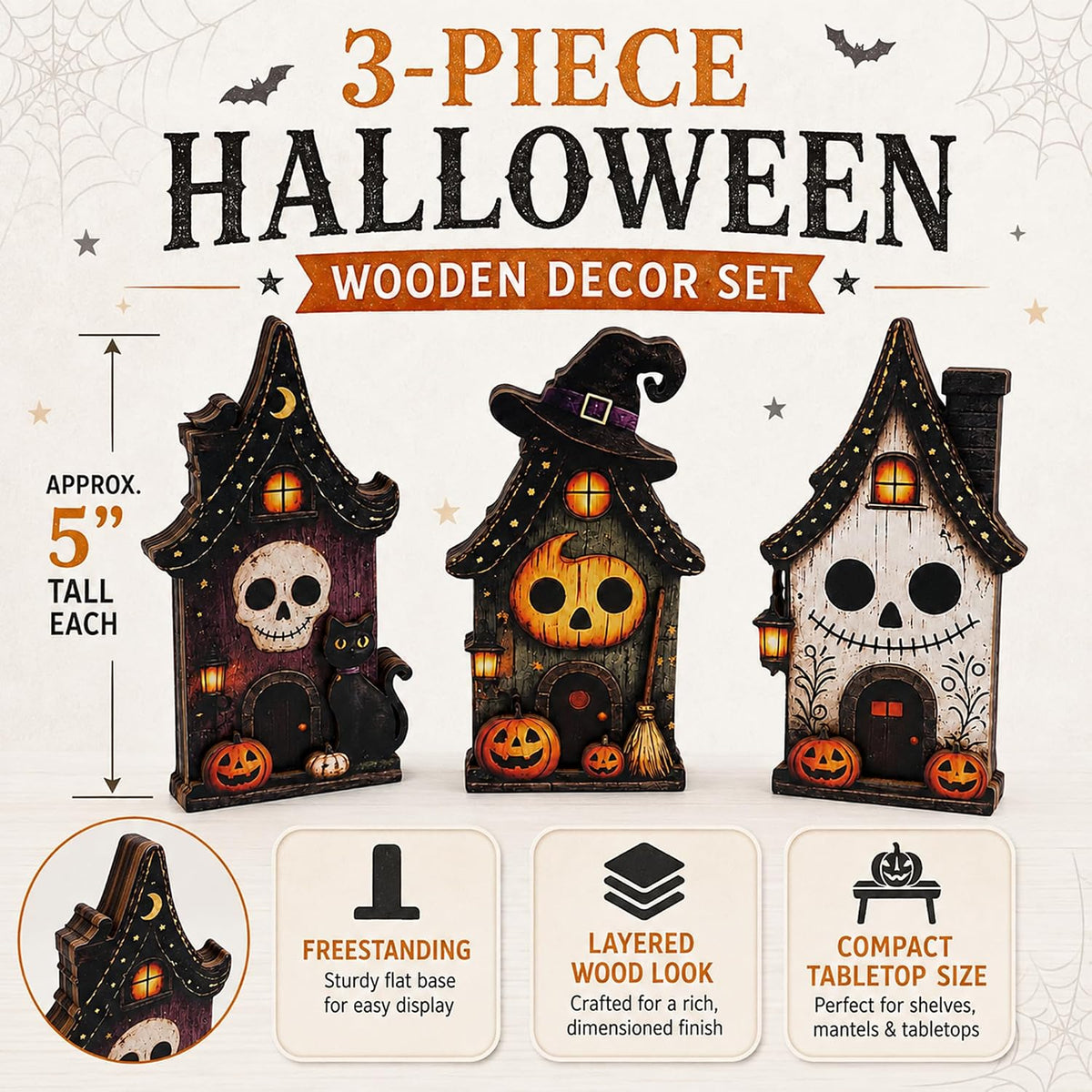Halloween Haunted House Trio Tabletop Decor