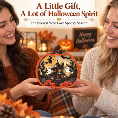 Lighted Pumpkin Haunted House Halloween Tabletop Decor