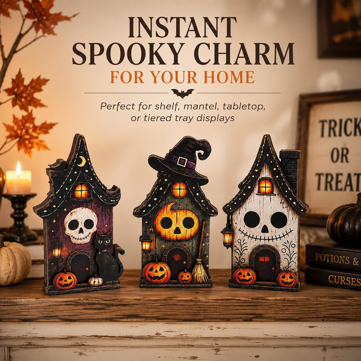 Halloween Haunted House Trio Tabletop Decor