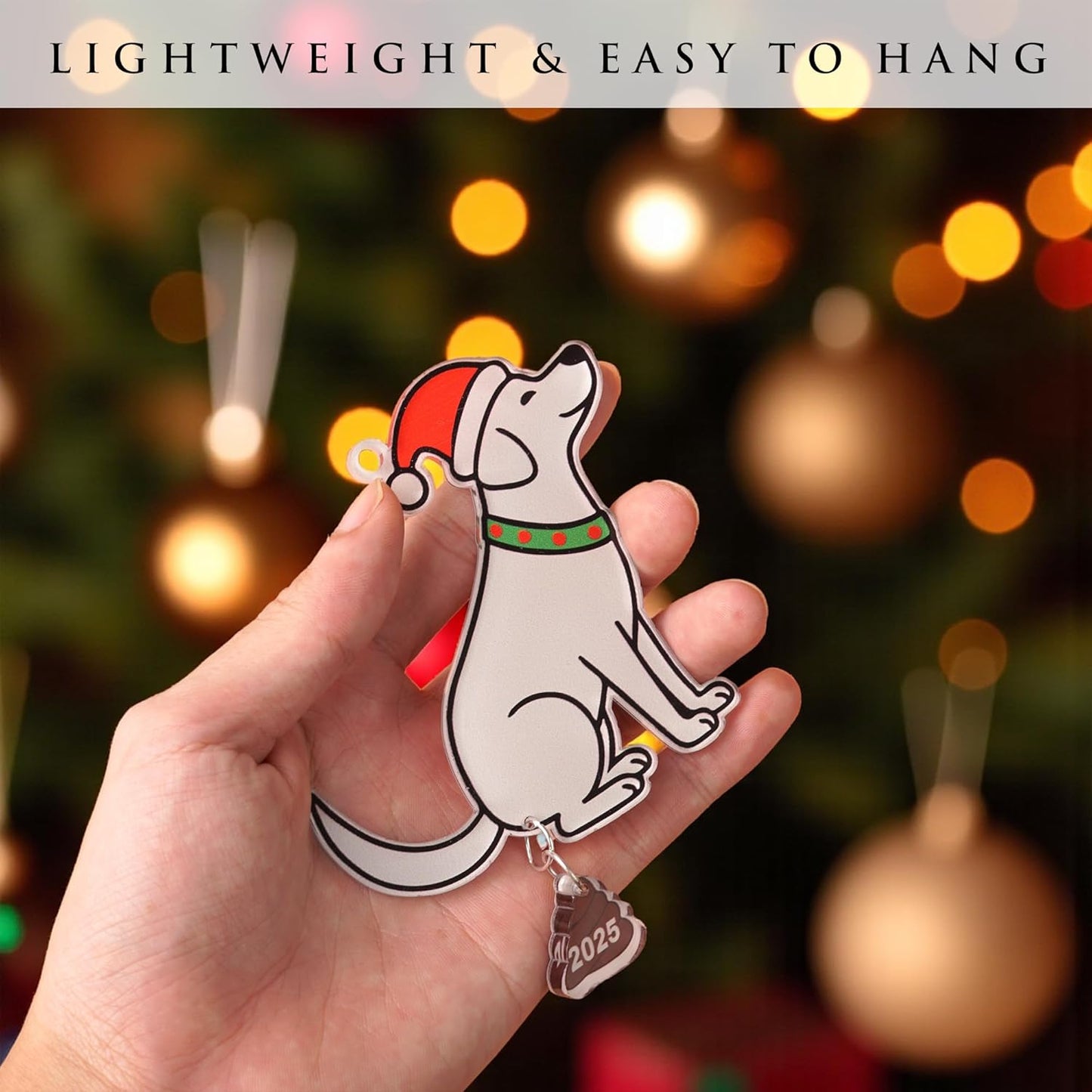 Christmas Ornament 2025 - Ornaments for Christmas Tree, Christmas Tree Ornament, Acrylic Christmas Ornaments, Suncatcher Effect Stained Glass Window Hanging (- KL Dog Shit Ornament)