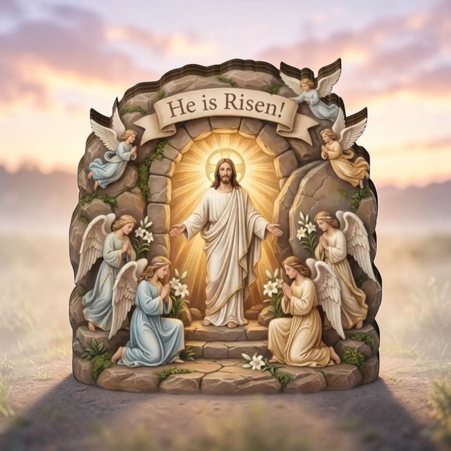 He Is Risen - Wooden Block