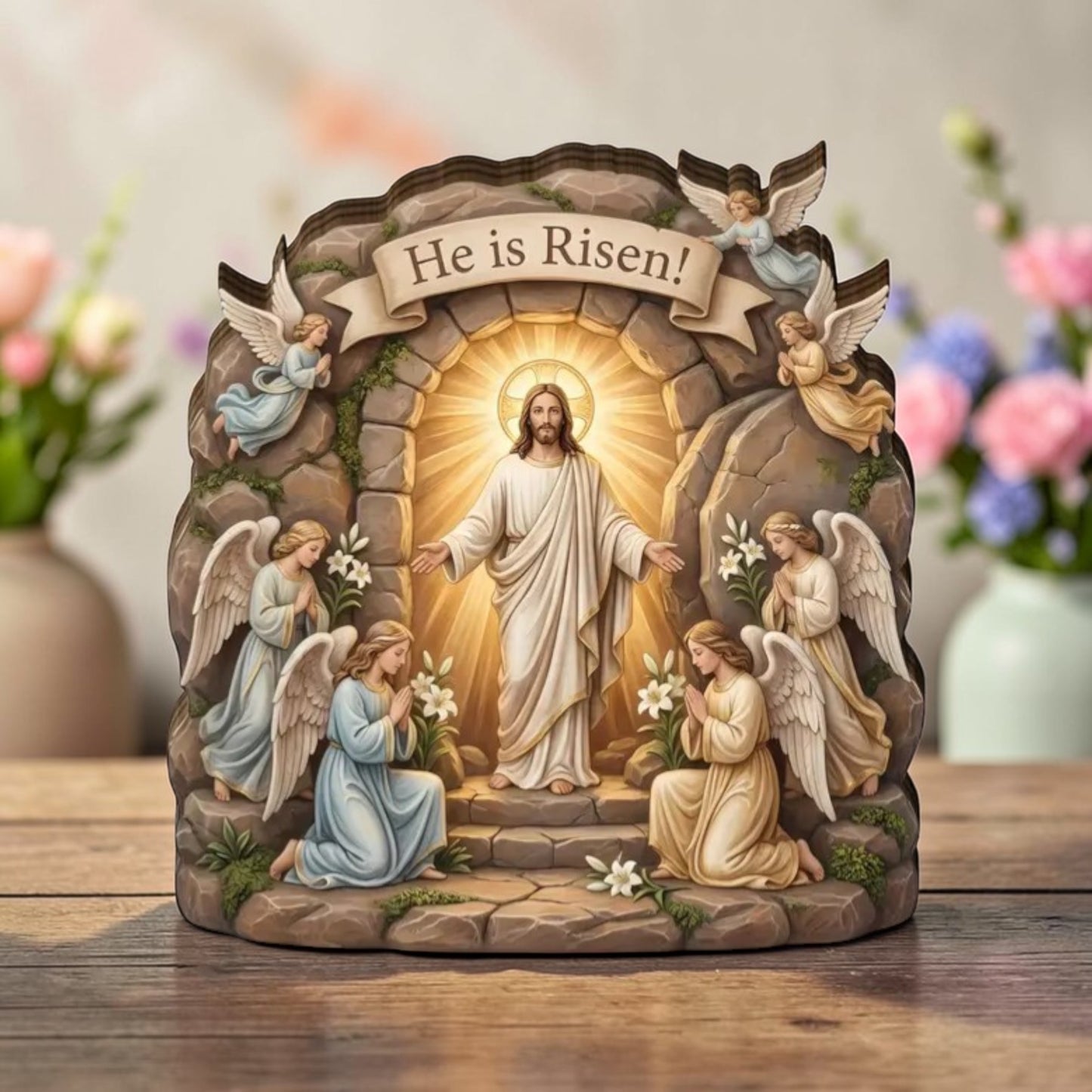 He Is Risen - Wooden Block