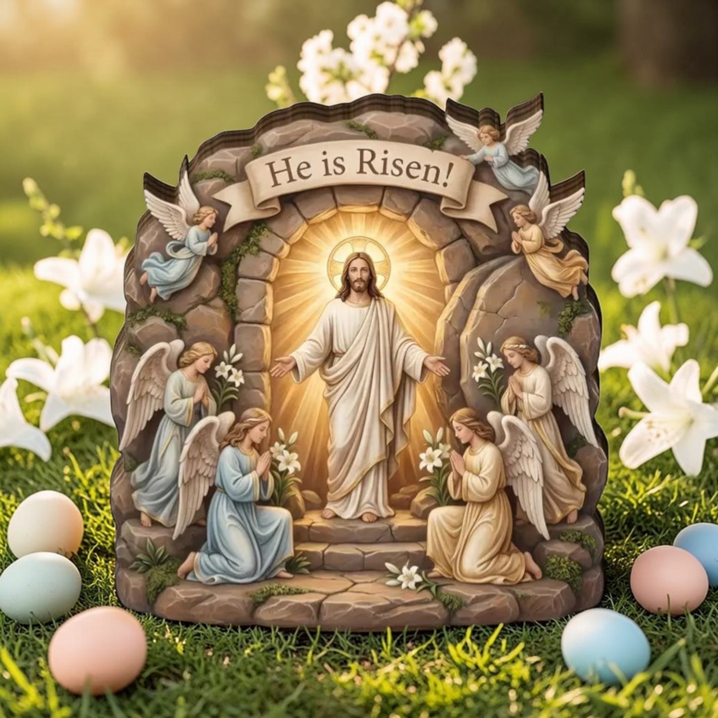 He Is Risen - Wooden Block