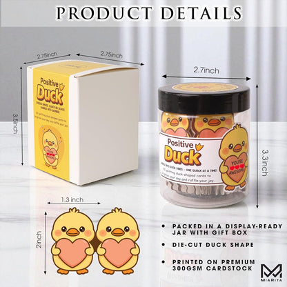 Positive Duck Jar – 60 Funny Emotional Uplifting Support Affirmation Cards, White Elephant Gift for Women Men, Stress Relief Gifts, Duck Gifts, Cards to Reduce Anxiety & Increase Relaxation