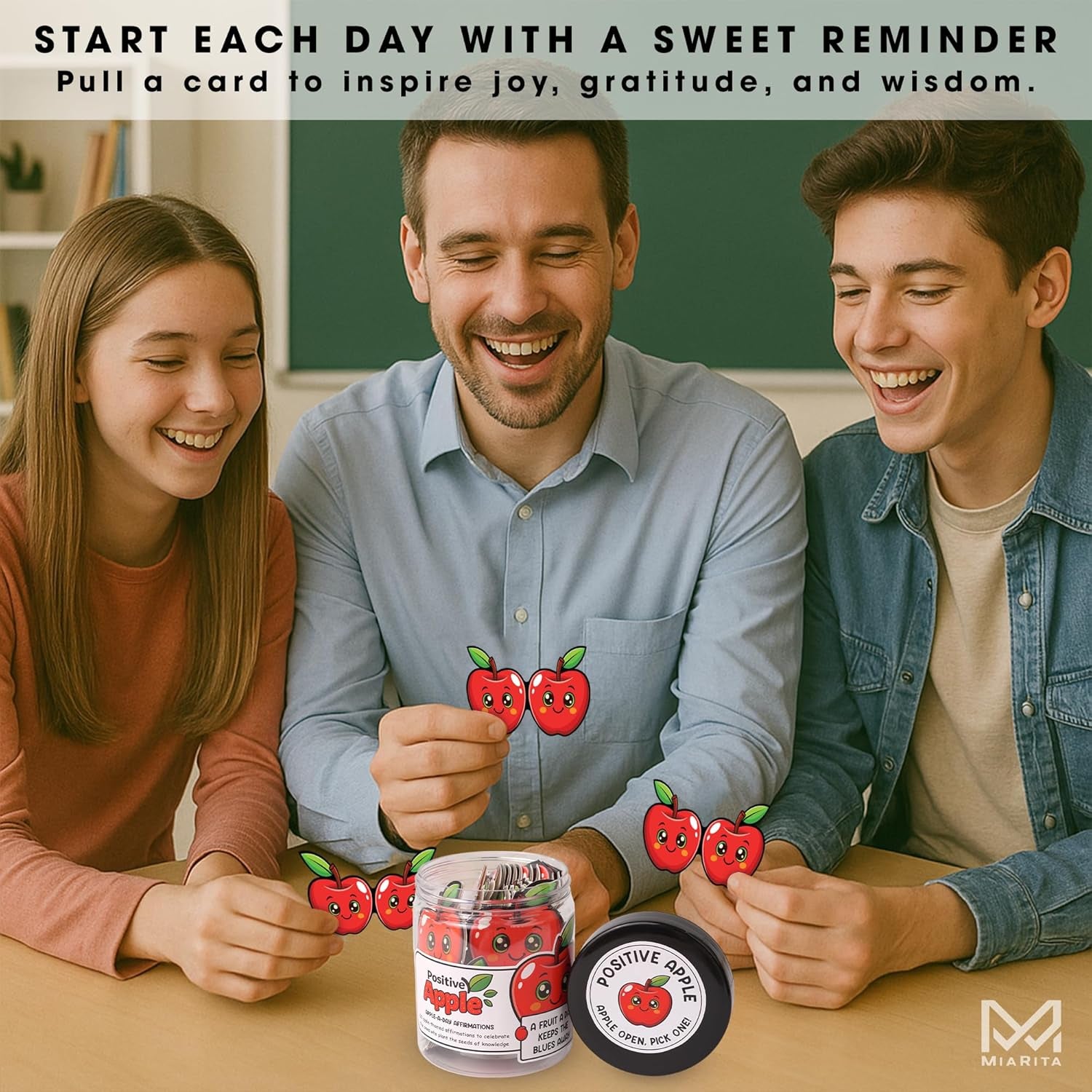 60 Positive Apple Daily Affirmation Cards Jar– Teacher Back to School Gifts - Apple for Teacher Gift - Teachers Gifts for Women -Teachers Day Graduation End of the Year Thank You Gift for Women