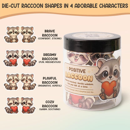 Positive Raccoon Jar – 60 Positive Affirmation Cards for Women, Mindfulness Cards, Stress Relief & Self Care Gifts for Women, Teen Girl, Birthday Gift for Her, Friendship Gift, Raccoon Gifts