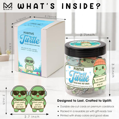 Positive Turtle Jar – 60 Funny Emotional Supports, Sea Turtle Gifts, Birthday Gifts for Women, Teens, Tweens, Girls –Turtle Decor, Trendy Teen Girl Stuff, Graduation Gifts, Back to School Gifts
