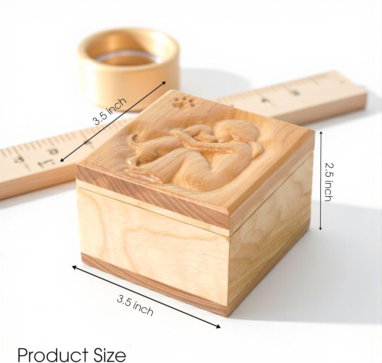 Hand-Carved Wooden Friendship Keepsake Box, Sculpted Hand-Painted Keepsake Box Forever True, Forever Friends, Holds Jewelry and Treasures (- KL Mother & Dog Box)