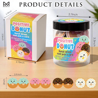 Positive Donuts Jar, Emotional Inspirational Support 60 Affirmation Cards, Cheer up Cute Donut Gifts for Teen Girls, Daughter, Firends, Teen Girl Gifts Trendy Stuff