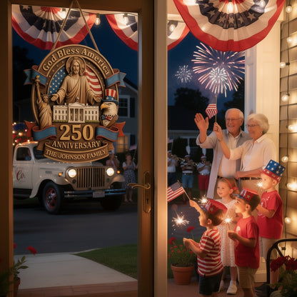 God Bless America - Personalized Door Sign