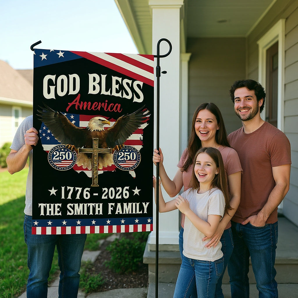 God Bless America - Personalized Garden Flag