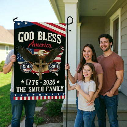 God Bless America - Personalized Garden Flag