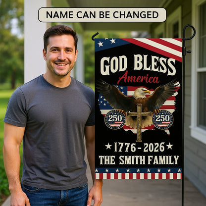 God Bless America - Personalized Garden Flag