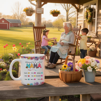 Blessed Nana Spring Flowers - Personalized Ceramic Mug