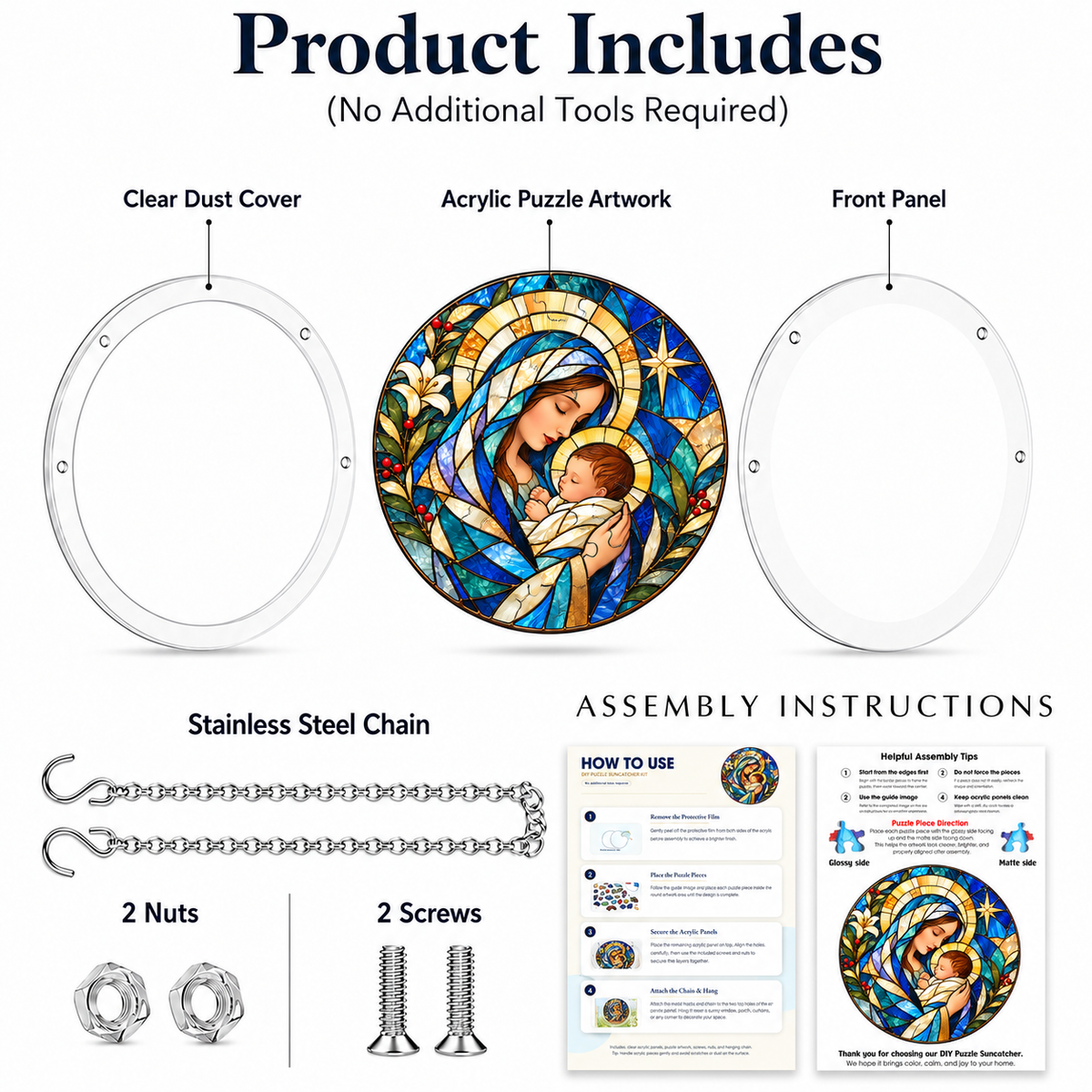 Virgin Mary & Baby Jesus Puzzle Suncatcher