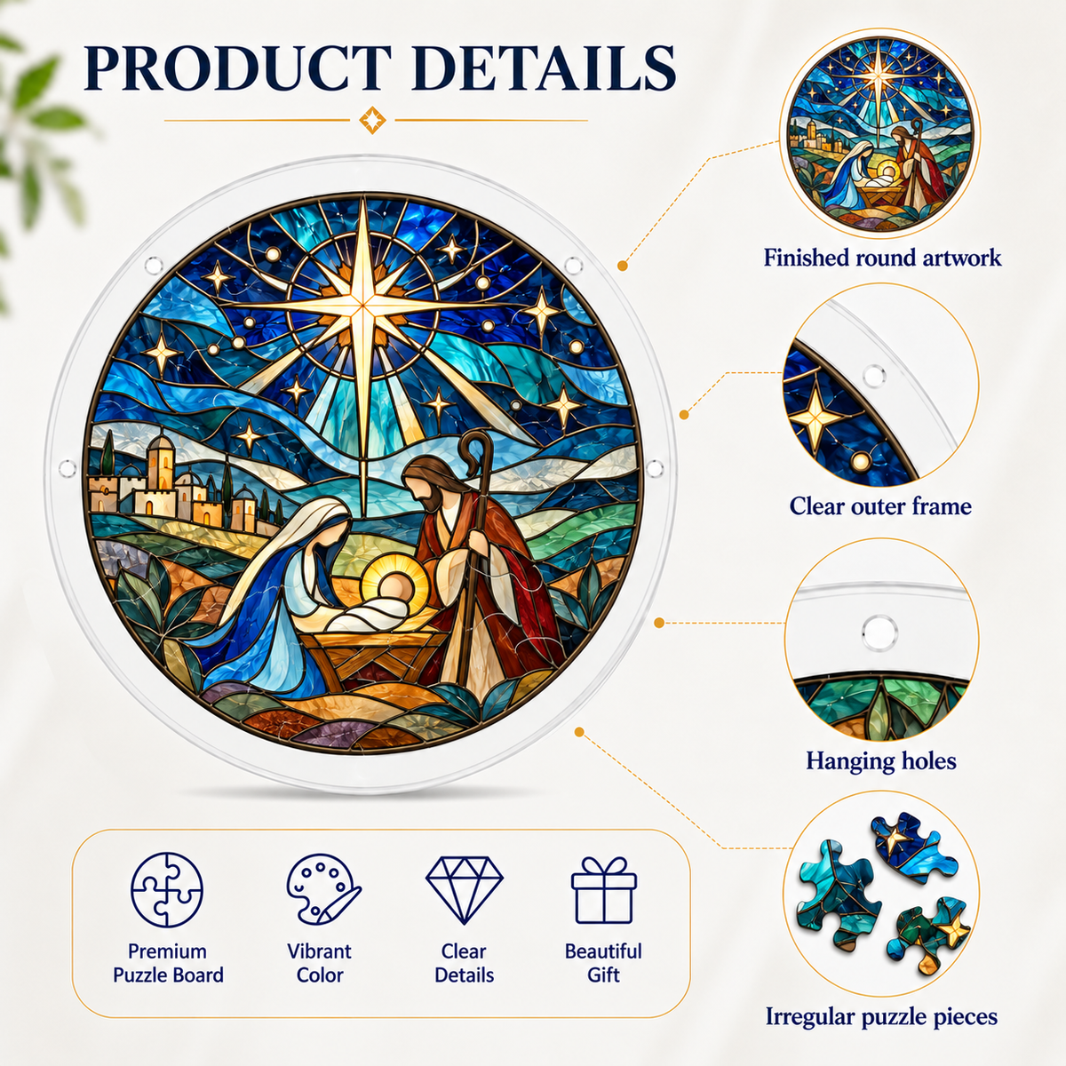 Holy Family Stained Glass Puzzle Suncatcher 8.9 in