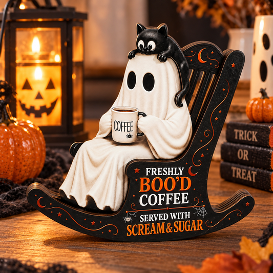 Freshly Boo’d Coffee Ghost Rocking Chair Decor
