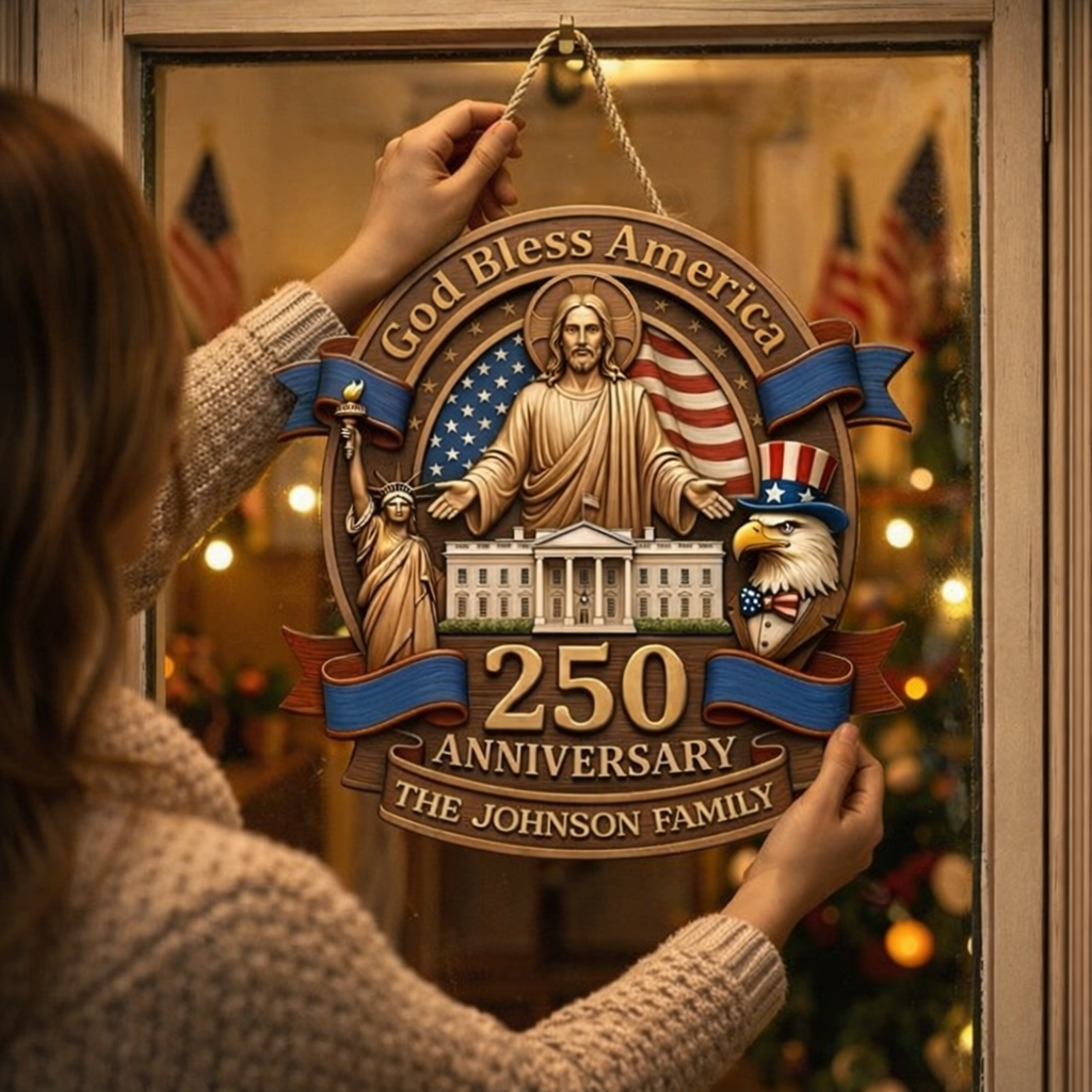 God Bless America - Personalized Door Sign