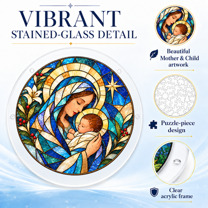 Virgin Mary & Baby Jesus Puzzle Suncatcher