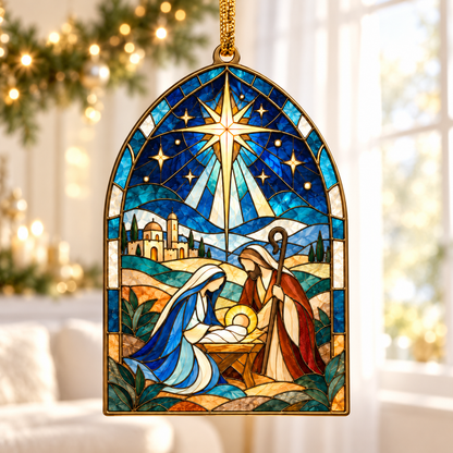Stained Glass Cathedral Nativity Ornament