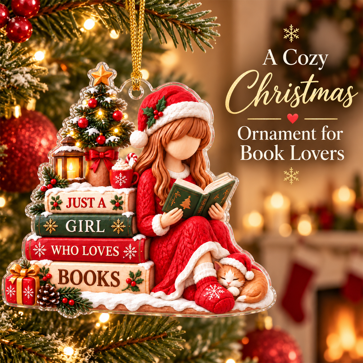 Book Lover Christmas Ornament – Just a Girl Who Loves Books