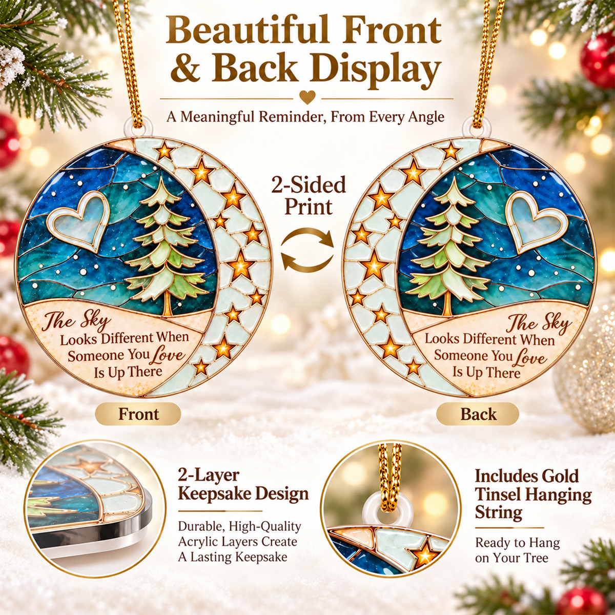 The Sky Looks Different Memorial Ornament – Cardinal Starry Night Christmas Keepsake Gift