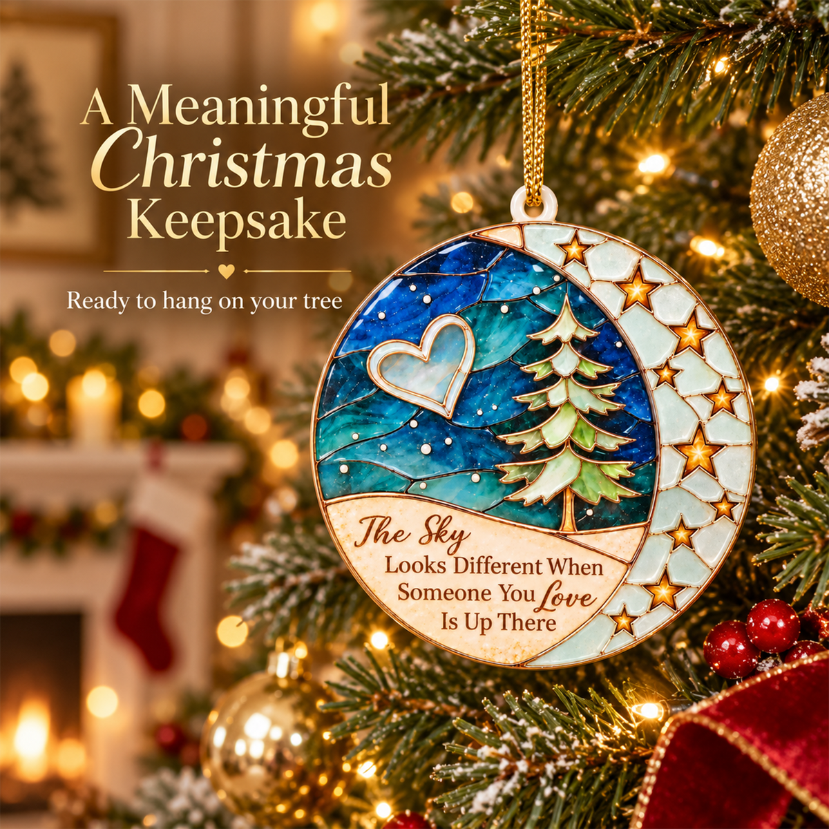 The Sky Looks Different Memorial Ornament – Cardinal Starry Night Christmas Keepsake Gift