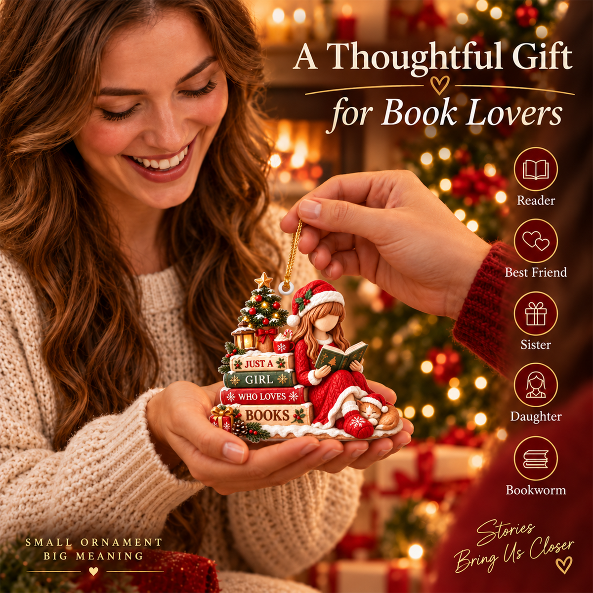 Book Lover Christmas Ornament – Just a Girl Who Loves Books