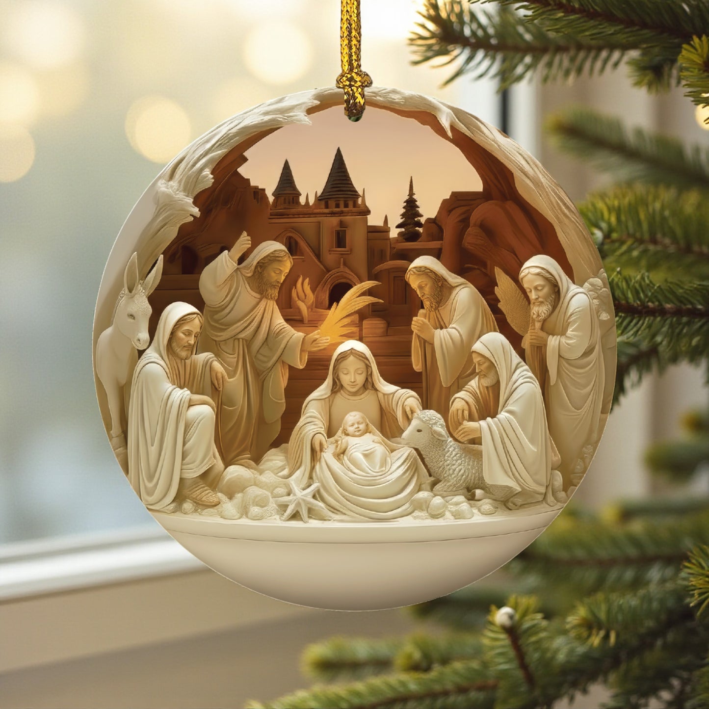 Nativity Diorama Ceramic Ornament
