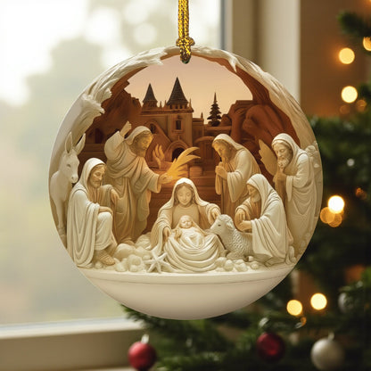 Nativity Diorama Ceramic Ornament