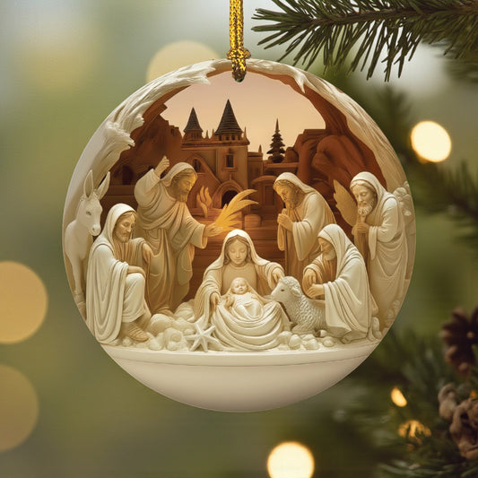 Nativity Diorama Ceramic Ornament