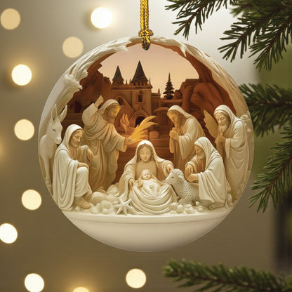 Nativity Diorama Ceramic Ornament