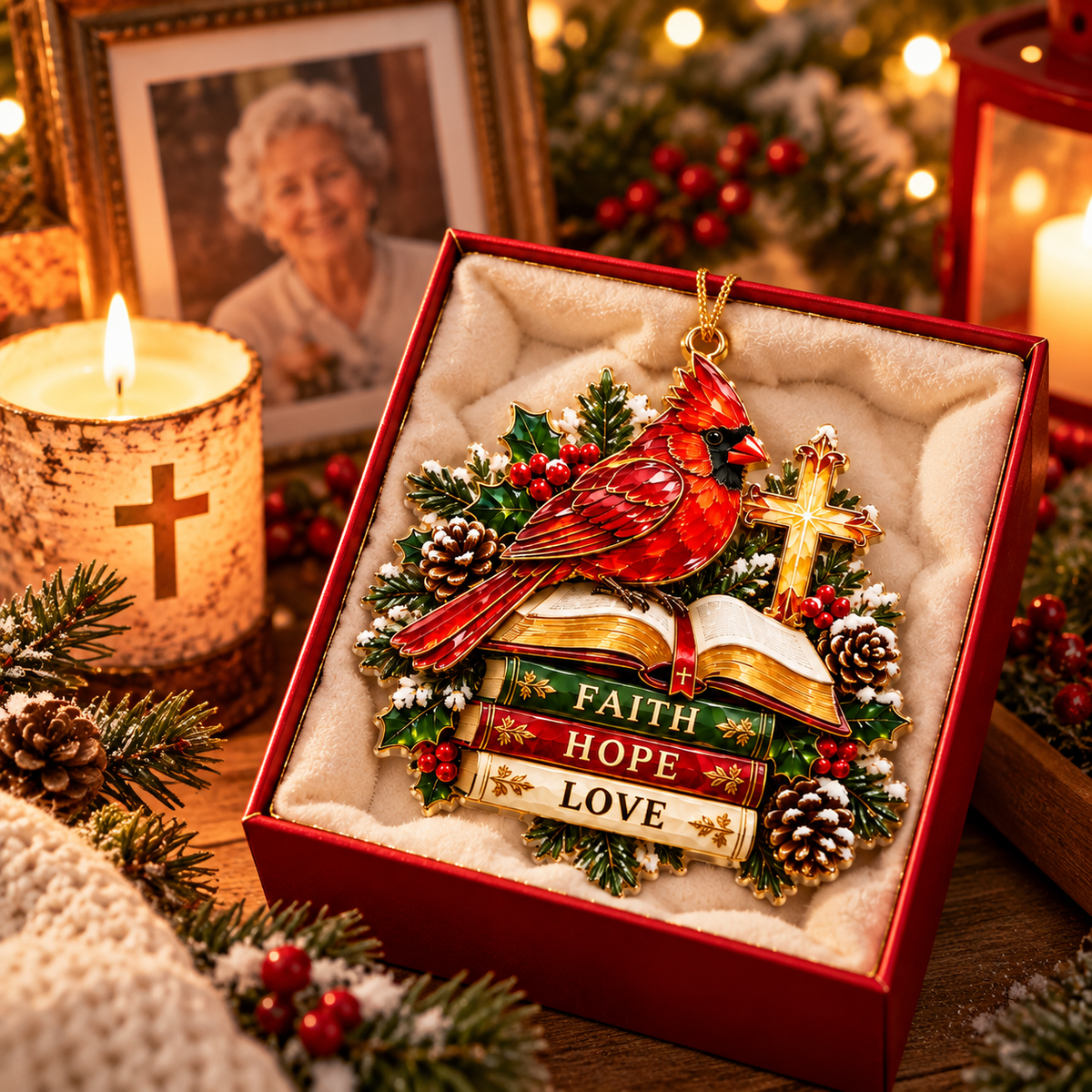 Christian Cardinal Memorial Ornament – Faith, Hope & Remembrance Gift