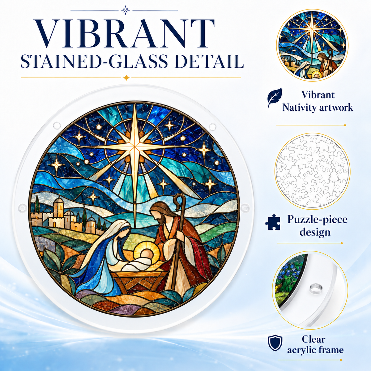 Holy Family Stained Glass Puzzle Suncatcher 8.9 in