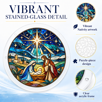 Holy Family Stained Glass Puzzle Suncatcher 8.9 in