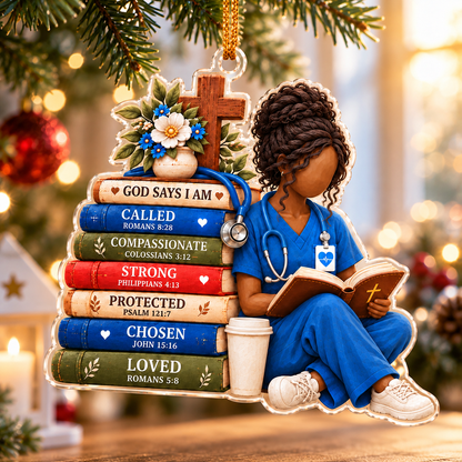 God Says I Am Nurse Ornament – Christian Faith Christmas Gift for Nurses