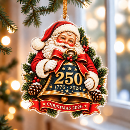 America 250th Anniversary Santa Bell Acrylic Ornament
