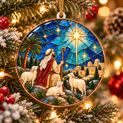 Shepherd & Sheep Bethlehem Christmas Ornament