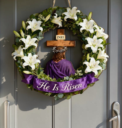 He Is Risen - Wooden Door Sign
