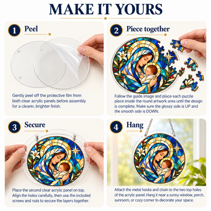 Virgin Mary & Baby Jesus Puzzle Suncatcher