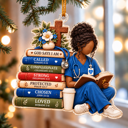 God Says I Am Nurse Ornament – Christian Faith Christmas Gift for Nurses