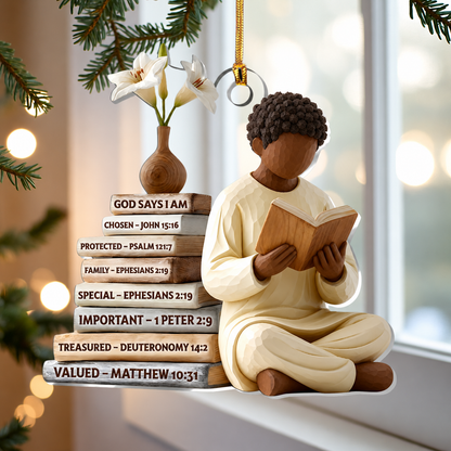 Black Boy God Says I Am Christmas Ornament