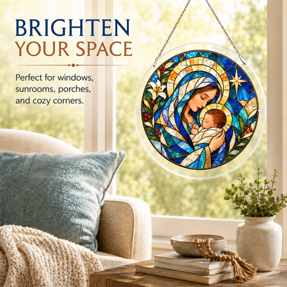 Virgin Mary & Baby Jesus Puzzle Suncatcher